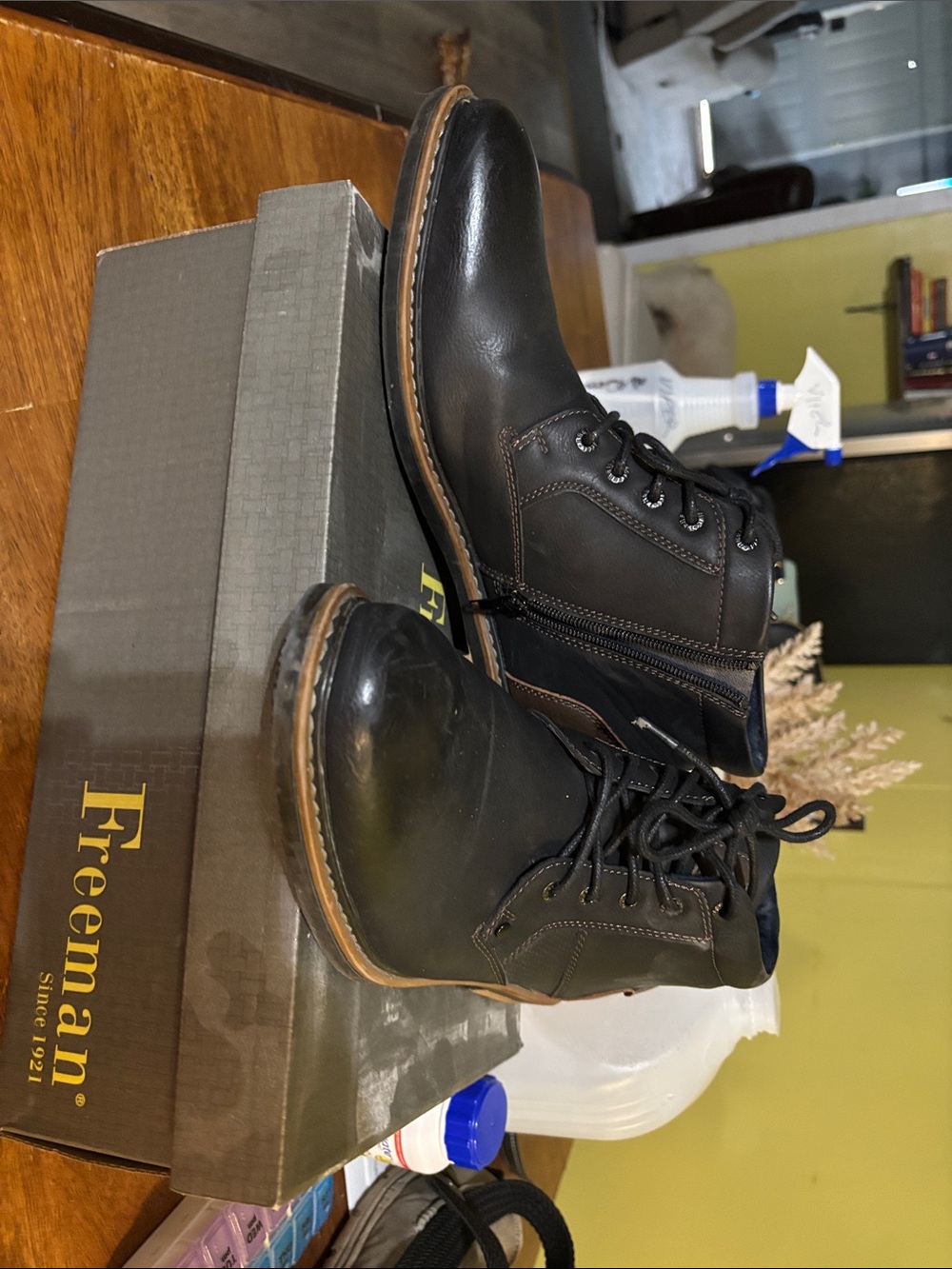 Men's Black Leather Lace-Up Ankle Boots